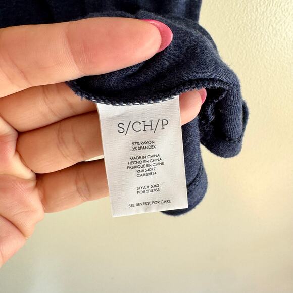 Cabi Blue Double V Short Sleeve Soft Tee - Small - Picture 4 of 7